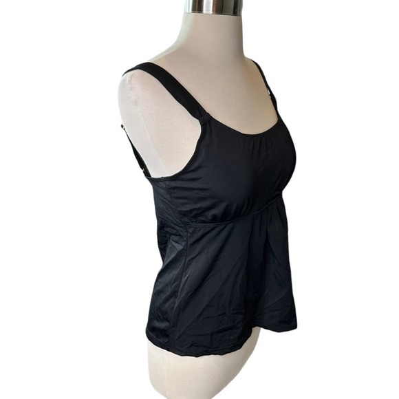 Fullfitall Tankini Swim Top Womens Swimsuit Built in Bra Stretch Black 10 NWT - Picture 4 of 12